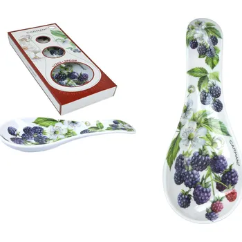 Příbor Carmani® Carmani - Porcelánová lžíce na odkládání Příborů a vařeček Ostružiny - 23,5 x 9,5 x 2,5 cm