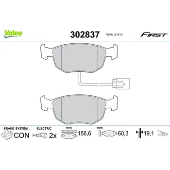 Brzdová destička Sada brzdových destiček, kotoučová brzda VALEO 302837