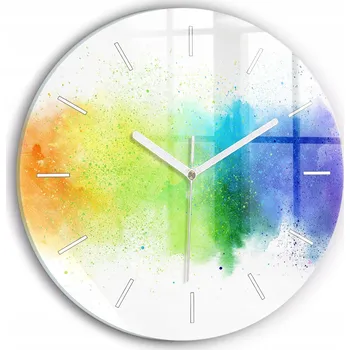 Hodiny Ozdobné nástěnné hodiny s krásnou grafikou Abstraktní duha kulatý průměr 30 cm