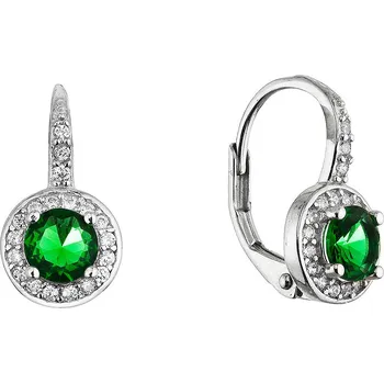 Náušnice Stříbrné náušnice kulaté se zirkony 11637.3 zelené