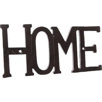 Litinová dekorace na zeď Home černá, 9,6 x 27 cm