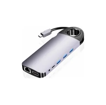USB hub Víceportový SPU-M01 USB-C HDMI VGA RJ45 USB 3.0 SD