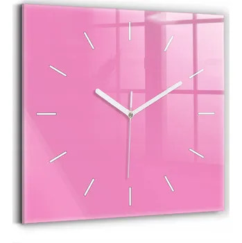 Hodiny Skleněné Hodiny s potiskem Moderní Nástěnné Hodiny Růžové 30x30