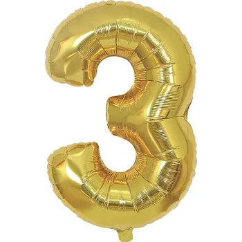 Balónek Narozeninový balónek, zlatý 40" (100 cm) číslo 3