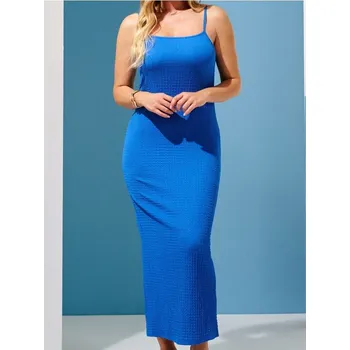 Dámské šaty Sinsay - Midi šaty ze strukturované tkaniny - světle modrá - 882AL-50X - 882AL-50X-XXS