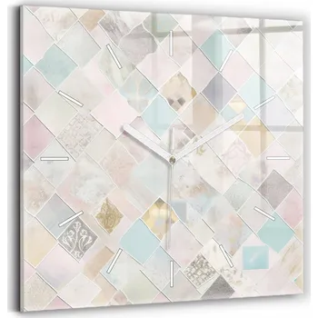 Hodiny Čtvercové Skleněné Hodiny Minimalistické Nástěnné Barevné dlaždice 30x30 cm