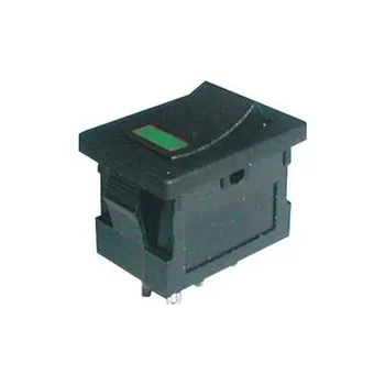 Stavebniny Přepínač kolébkový 2pol./4pin ON-OFF 250V/3A LED zelený