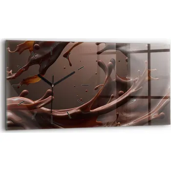 Hodiny Minimalistické skleněné nástěnné hodiny se stylovým potiskem Kakao 60x30 cm
