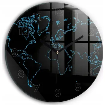 Hodiny Ozdobné nástěnné hodiny s krásnou grafikou Obrysy mapy světa kulatý průměr 30 cm