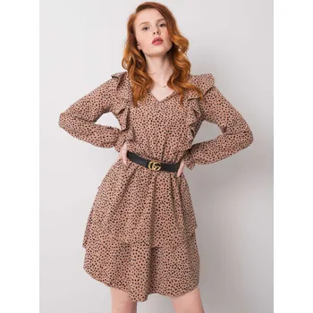 Dámské šaty Béžové dámské šaty s černými puntíky WN-SK-R824.68-beige Velikost: L