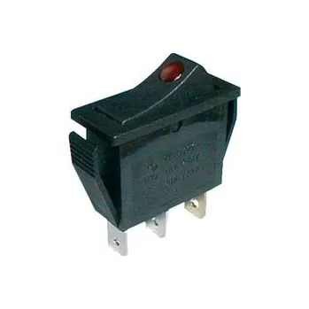 vypínač Přepínač kolébkový 2pol./3pin ON-OFF 250V/15A prosv. bod R