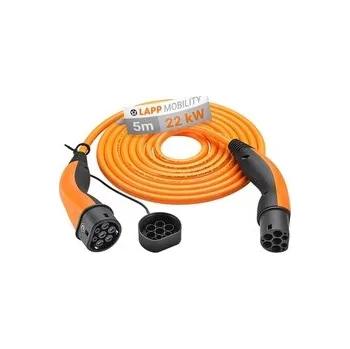 Nabíjecí kabel pro elektromobil EV HELIX Type 2 LAPP kabel 22kW 32A oranžový 5m