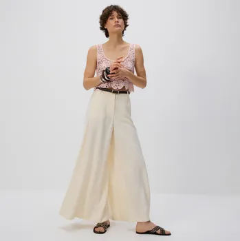 Dámské kalhoty Reserved - Kalhoty palazzo z modalu - krémová - 543DR-01X - 543DR-01X-XS