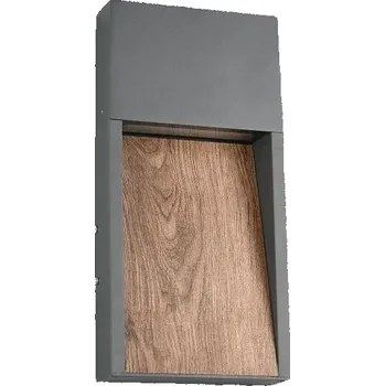 Venkovní osvětlení Trio Leuchten 246960135 SALMON - Nástěnné venkovní LED svítidlo v imitaci dřeva, LED 11W, 3000K, IP44 (Venkovní moderní svítidlo na zeď v imitaci dřeva a antracitové šedé barvě)
