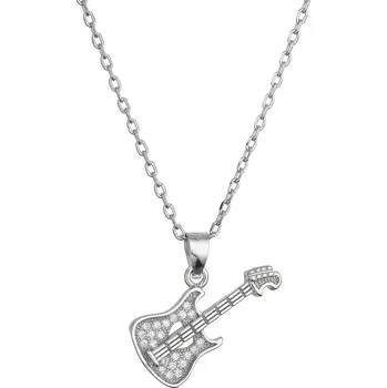 Náhrdelník Stříbrný náhrdelník kytara se zirkony 12126.1