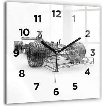 Hodiny Tvrzené skleněné hodiny tiché nástěnné Bezhlučné design Formule 1 60x60 cm