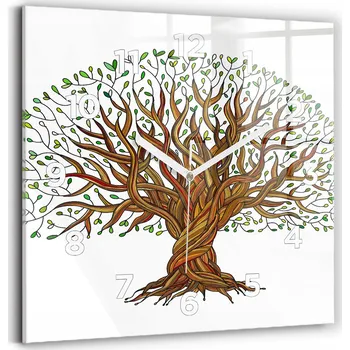 Hodiny Nástěnné hodiny z tvrzeného skla Tichý chod Strom a kořeny do obýváku