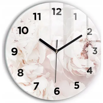 Hodiny Nástěnné hodiny kulatý dekorativní klasické kuchyňské Květiny pivoňky průměr 30cm