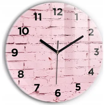 Hodiny Moderní skleněné nástěnné hodiny s potiskem Cihlová zeď kulatý průměr 30 cm