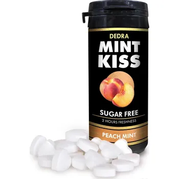Bonbon DEDRA Mátové osvěžující pastilky bez cukru MINT KISS, peach mint 28 g
