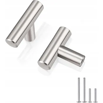 Nábytková úchytka reling pro skříňky a zásuvky, stříbrná barva, tvar T, 50 mm, 10 Ks