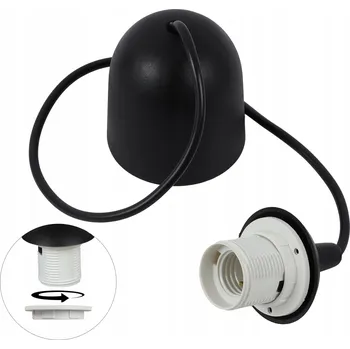 ZÁVĚSNÁ LAMPA ČERNÁ NA LANKU SE ZÁVITEM E27, DÉLKA 75 CM