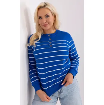 Dámské tričko Modré pruhované triko s knoflíky -RV-BZ-9243.27P-kobalt Velikost: ONE SIZE