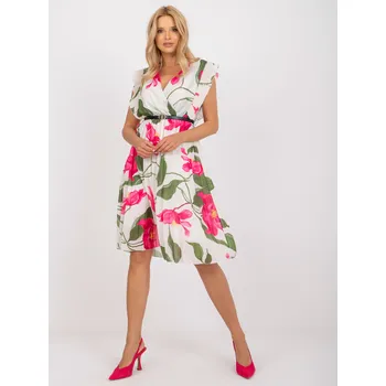 Dámské šaty Krémové lehké plisované šaty s květy -DHJ-SK-N13198-2.64P-cream-pink Velikost: ONE SIZE