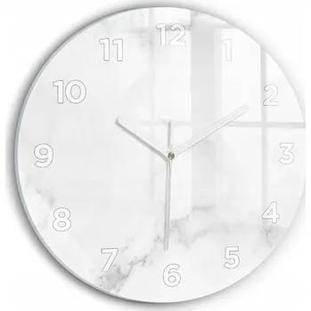 Hodiny Moderní skleněné hodiny s grafikou na zeď Elegantní mramor kulatý průměr 30 cm