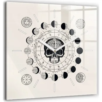 Hodiny Skleněné hodiny tvrzené tiché nástěnné do loftu fáze měsíce 60x60 cm