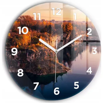 Hodiny Foto nástěnné hodiny Krakov jezero Zakrzówek bílé ručičky kulatý průměr 60 cm