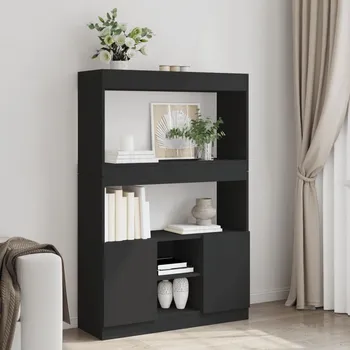 Příborník do zásuvky Skříň highboard černá 92 x 33 x 140 cm kompozitní dřevo
