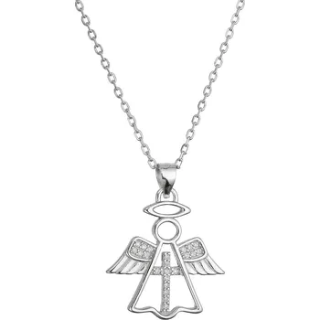 Náhrdelník Stříbrný náhrdelník anděl s křížkem 12123.1