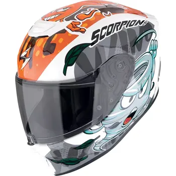 Helma na motorku Dětská přilba na motorku Scorpion EXO-JNR AIR The4elements bílo-modro-oranžová M