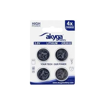 Článková baterie Akyga lithiová baterie CR2032 Li-MnO2, 3V/210mAh, blister 4x