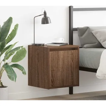 Ložnice vidaXL Nástěnný noční stolek 38x34x40 cm [861233] Barva: hnědý dub