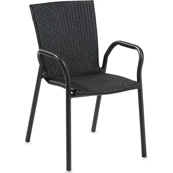 Ratanová zahradní židle Vienna, s područkami, černá