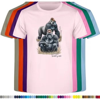 Dívčí tričko detske-levne-bavlnene-tricko-potisk-gorily Barva: Pink - růžová, Dětská bavlněná trička JHK: M