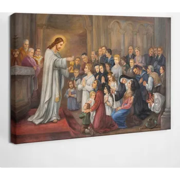 Obraz Foto-obraz na plátně Fotografie Ježíš Eucharistie Svaté Přijímání 30x20 cm