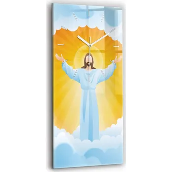 Hodiny Skleněné hodiny s potiskem Ozdobné nástěnné s ilustrací Ježíše 30x60