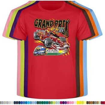 Dívčí tričko detske-levne-bavlnene-tricko-potisk-formule-grand-prix Barva: Red - červená, velikost: 128
