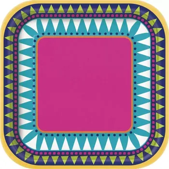 Party nádobí Talířky papírové čtverec - Fiesta 18cm 10ks