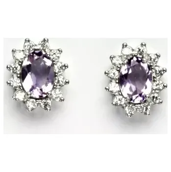 Náušnice Stříbrné náušnice přírodní ametyst světlý - NŠ1480 (Stříbrné náušnice s ametystem 7 x 5 mm)