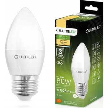 Žárovka LED žárovka E27 Svíčka B35 8W = 60W 806lm 3000K Teplá bílá 180° LUMILED