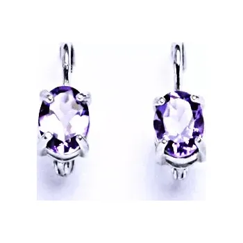 Náušnice Stříbrné náušnice přírodní ametyst světlý - NK1246 (Stříbrné náušnice s přírodním ametystem 7x5 mm)