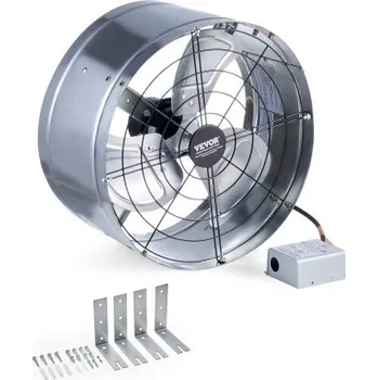 Vzduchotechnika Ventilátor VEVOR pro montáž na štít, 15palcový půdní ventilátor s nastavitelným termostatem a vnější mřížkou, ventilátor s výkonem 1300 CFM, chladí až 1850 čtverečních stop, tiché větrání pro střechu, garáž a dílnu, pozinkovaná barva