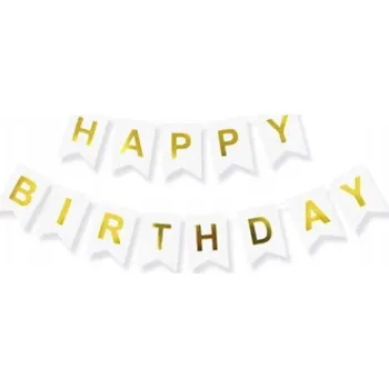 Narozeninový banner HAPPY BIRTHDAY barevný vlaječky dekorace girlanda bílá