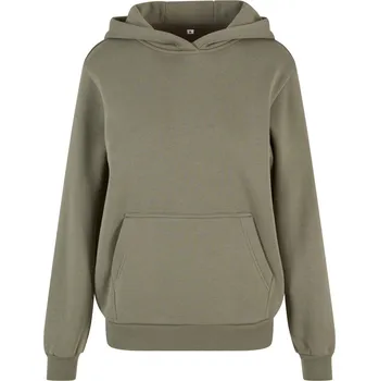 pracovní mikina Build your Brand Mikina s kapucí Fluffy BY 289, oversize, dámská COT560289anq00-pale olive XS Olivová světlá