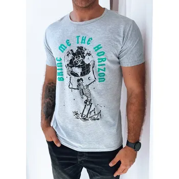 Pánské tričko Šedé pánské tričko s větším potiskem RX5262 Velikost: M