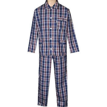 Pánské pyžamo Pánské Pyžamo Popelín FOLTÝN PI38 hnědá kostka Velikost: M, Materiál: Košilovina-popelín